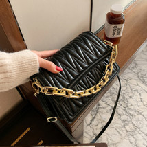 Fashion Thick Chain Pleated Shoulder Handbags Ladies Brand Designer Purse Women&#39; - £24.00 GBP