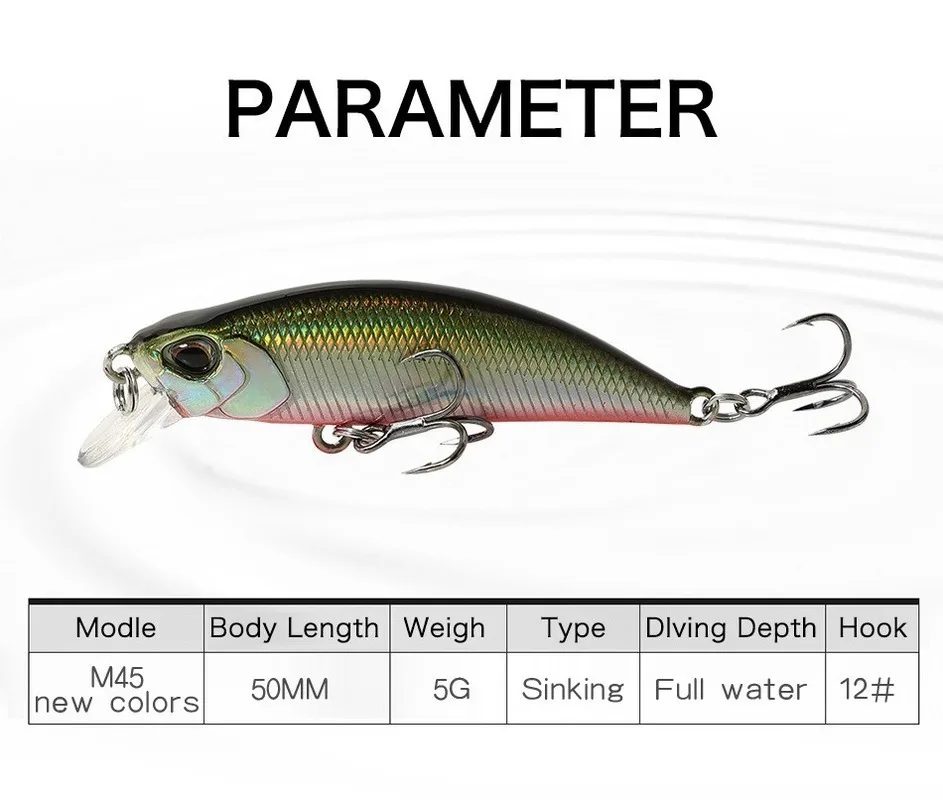 Sporting 1PCS Minnow Fishing Lure 3D Eyes 50mm 5g Plastic Hard Bait Artificial L - £23.84 GBP