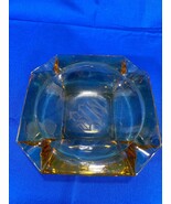 Vintage Square Glass Ashtray Marigold Yellow -“NOS” Brand 5” - $4.79