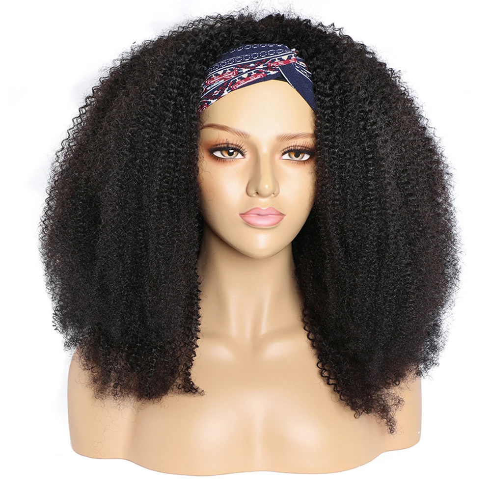Kinky Curly Headband Wig Human Hair Maxine Afro Kinky Curly Bob Headband Wi - £60.83 GBP+