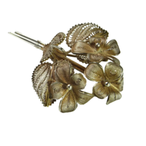 1940s Silver Filigree Bouquet Violets Pin Brooch OFFeR! - $441.92