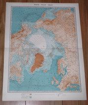 1907 Antique Map Of North Pole Polar Arctic Greenland Alaska Canada Russia - £24.94 GBP