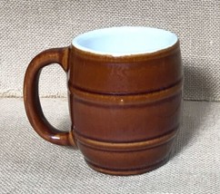 Vintage Heavyweight  Hall Stoneware Brown Barrel Mug Cup Mid Century Modern - £5.44 GBP