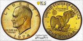 Toned Color 1974 S PR 67 Silver Ike Eisenhower Dollar PCGS Trueview Slab 220 - £60.58 GBP