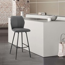 Tandy Gray Faux Leather Black Metal 26&quot; Counter Stool - $2,406.97 MXN