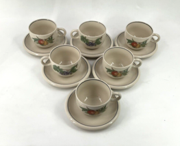 Set of 6 Wholesome By EPOCH Stoneware Fruit Leaves Cups &amp; Saucers - £125.93 GBP