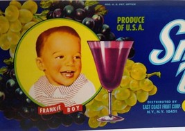 Smiling Baby Crate Label Grapes Frankie Boy Child Grape Juice 1960&#39;s Vin... - £7.56 GBP
