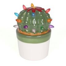 5.5&quot; Mini Ceramic Christmas Tree Cactus Ball Succulent Light Up Vintage Lighted - £56.97 GBP