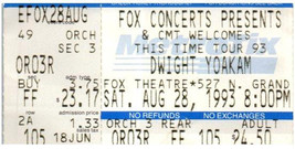 Vintage Dwight Yoakam Ticket Stub August 28 1993 St. Louis Missouri - £30.60 GBP