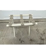 Vintage Scheibe Holz Gepäck Koffer Faltbar Rack Gobelin Stoff Riemen Weiß - $171.69 CAD