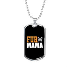 Fur Mama White Necklace Stainless Steel or 18k Gold Dog Tag 24&quot; Chain - £38.04 GBP+