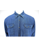 Wrangler Mens Denim Button Up Shirt  Blue Long Sleeve Sz L - £23.10 GBP