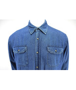 Wrangler Mens Denim Button Up Shirt  Blue Long Sleeve Sz L - $40.15 CAD