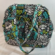 Vera Bradley bag purse tote turquoise green black rose flower pattern - $37.62