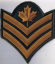 Canadian Military Forces Patch Rank Sergeant Bronze Gold 4&quot; x 4&quot; - $3.56
