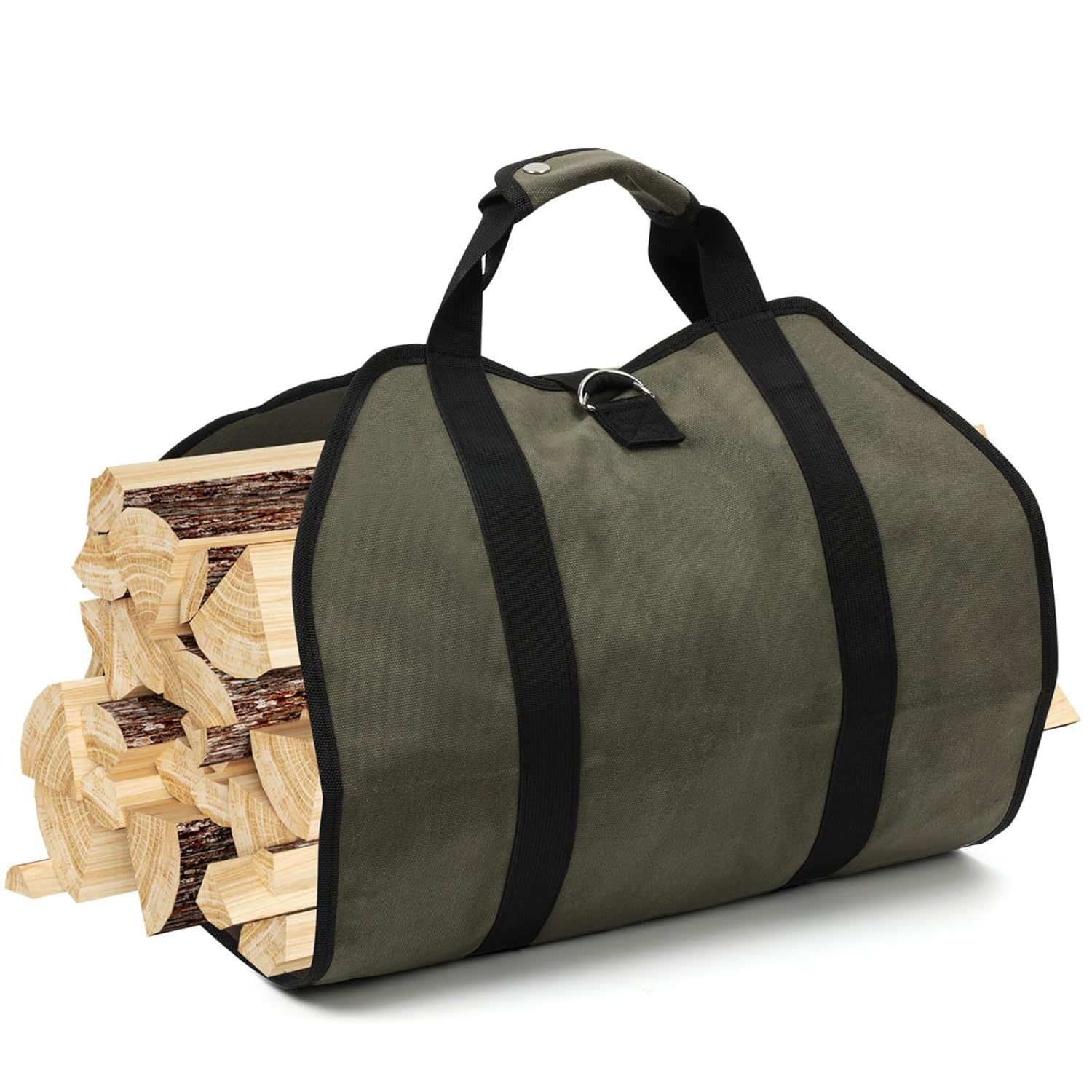 Waxed Canvas Firewood Carrier, Water Resistant Log Tote Wood Carrier For Firewoo