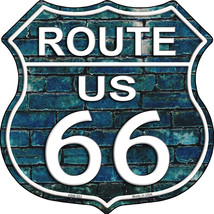 Route 66 Blue Brick Wall Highway Shield Novelty Metal Magnet HSM-553 - £11.81 GBP