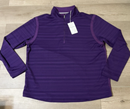 Tommy Bahama Island Zone Sz L Tidal Stripe Top Shirt Purple Half Zip $145 NEW - £62.63 GBP