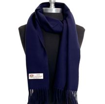 Men&#39;s Winter Scarf 100% Cashmere Solid Navy Blue Made in England Warm Wo... - £7.41 GBP