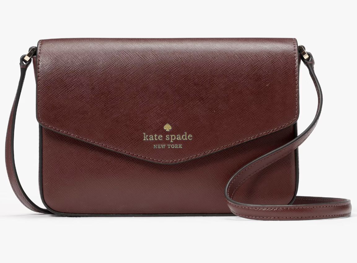 NWB Kate Spade Sadie Envelope Crossbody Bag Grenache Leather K7378 Gift Bag F