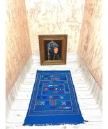 Blue Moroccan Area Rug, Handmade Berber Carpet, Minimalist Design, 5.1 x... - £234.71 GBP