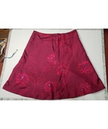 NWT $109 Liz Claiborne Sz 16 Hot Pink Embroidered Floral Silk Flare Skir... - $34.60