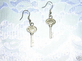 Love Moon Keys Dangling Pierced Earrings Key Jewelry - £3.72 GBP