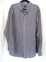 Van Heusen men&#39;s shirt button down XXL/18-18-1/2 black white check long ... - £10.91 GBP