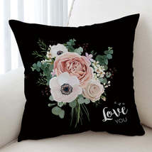 Love You White Flowers Bouquet Cushion Cover - $12.90