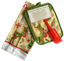 Christmas Pot Holder Spatula Kitchen Dish Towel Pretzel Treat Recipe 3 P... - £15.74 GBP