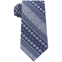 TOMMY HILFIGER Navy Blue Silver Gray Snowflake Argyle Silk Textured Classic Tie - £19.57 GBP