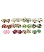 Vintage Earring Lot Beaded Cluster Clip On Pink Green Gold - €37,71 EUR