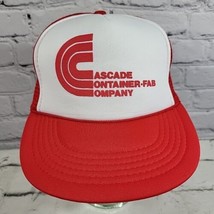 Vintage Trucker Hat Mens OSFA Red Cascade Container-Fab Rope Mesh Snapba... - $14.84