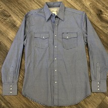 Wrangler Wrancher Mens Shirt Size M Blue Pearl Snap Long Sleeve Cotton/P... - $18.49