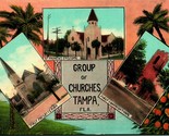 Group of Churches Multiview Tampa Florida FL UNP Unused DB Postcard D9 - £7.08 GBP