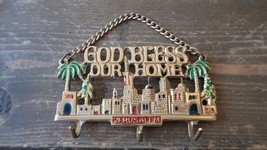 Vintage 4.75&quot; God Bless Our Home Jerusalem Key Hook - £23.86 GBP