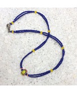 Handmade Beaded Necklace Blue Yellow Choker Glass - $276.80 MXN