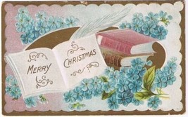 Merry Christmas Postcard Books Forget Me Nots Flowers - $2.96