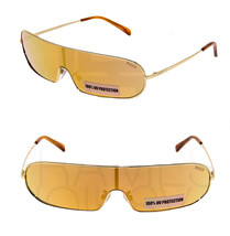 EMILIO PUCCI EP68 Thin Wrap Futuristic Gold Mirrored Sunglasses EP 68 Unisex - £147.05 GBP