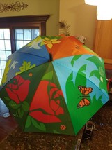 Missouri Botanical Garden Umbrella Full Size Butterfly Gecko Print Plast... - $34.95