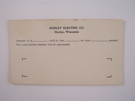 Hurley Wisconsin Electric Co Payment Due Receipt Vintage Unused - £6.23 GBP