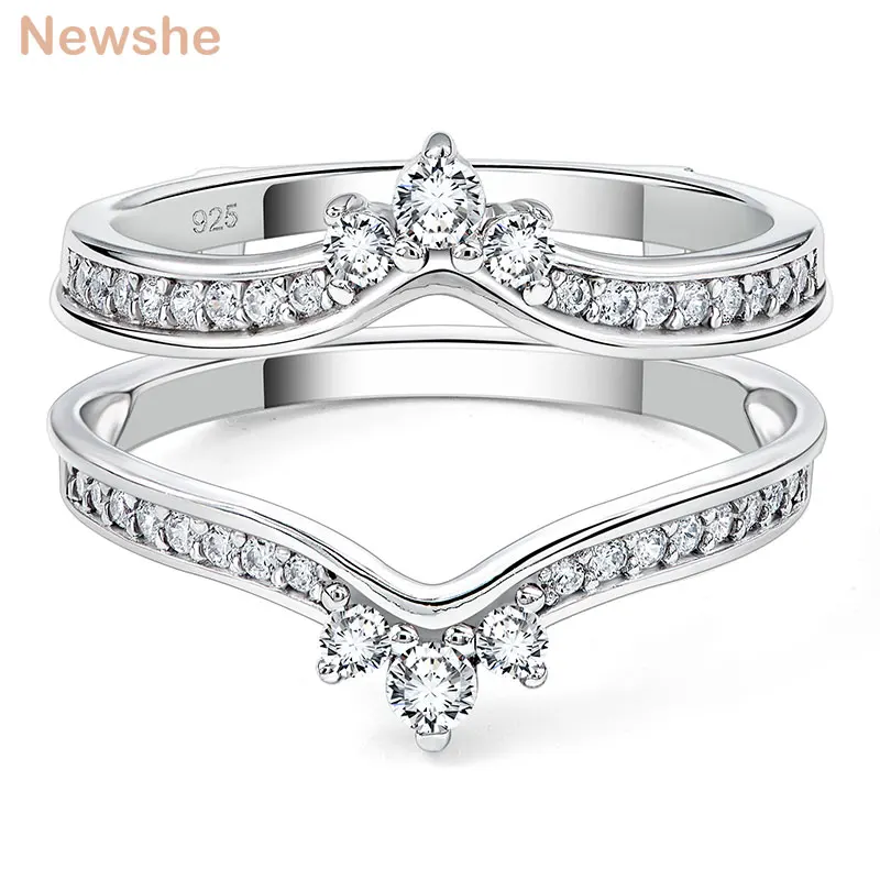 Two Color 925 Silver Yellow Gold Crown Wedding Rings for Women Guard Enhancers R - £47.48 GBP