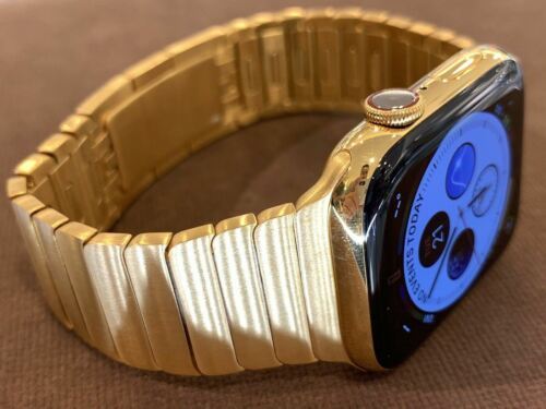 Gold Plated Apple Watch 24k 45mm SERIES 8 POLISHED Link CUSTOM Stainless Steel Item image 5