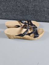 Crocs Womens Size W11 Wedge Slip On Sandals Black Strap Slides Comfortable - £7.89 GBP