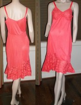 Flamenco Lace Applique Hummingbird Laros Full Slip Size 34 Hot Pink Scal... - $62.36