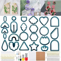 142 Pcs Polymer Clay Cutters, 24 Shapes Clay Earring Cutters with Earring Hooks, - £13.86 GBP
