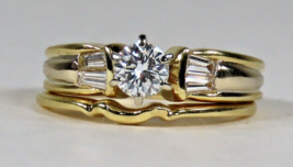 VTG Lady’s 18K Yellow Gold & Diamond Wedding Ring Set Sz 5 Appraisal Included - £2,918.59 GBP
