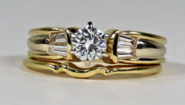 VTG Lady’s 18K Yellow Gold &amp; Diamond Wedding Ring Set Sz 5 Appraisal Included - £2,987.96 GBP