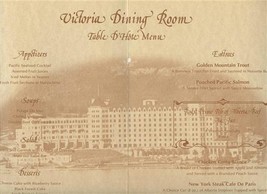 Victoria Dining Room Table D&#39;Hote Menu Empress Hotel Victoria BC - £14.27 GBP