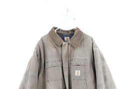 Vintage 90s Carhartt Mens 3XL Thrashed Spell Out Quilt Lined Chore Barn Jacket - £77.83 GBP